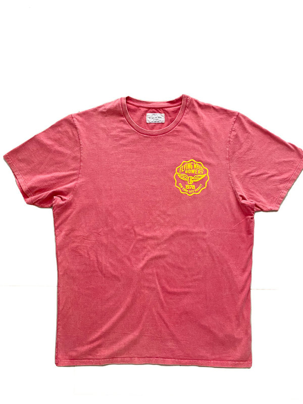 Bowery NYC T-Shirt  "Flying Wheel" in washed red