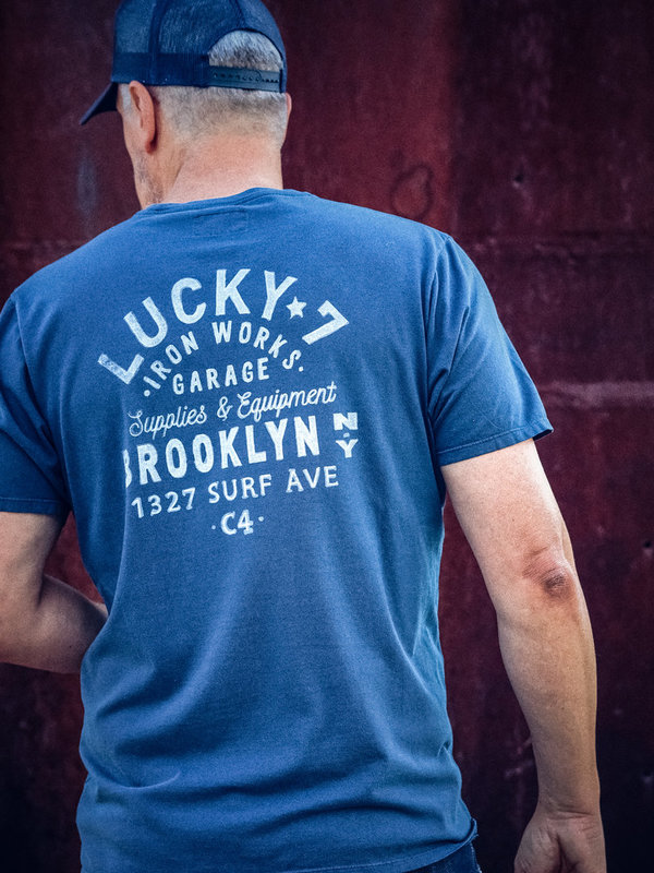 Bowery NYC  T-Shirt "Lucky 7" in washed blue